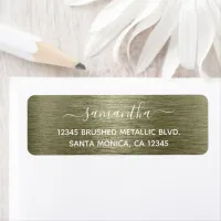 Taupe Brushed Metallic Elegant Name Label