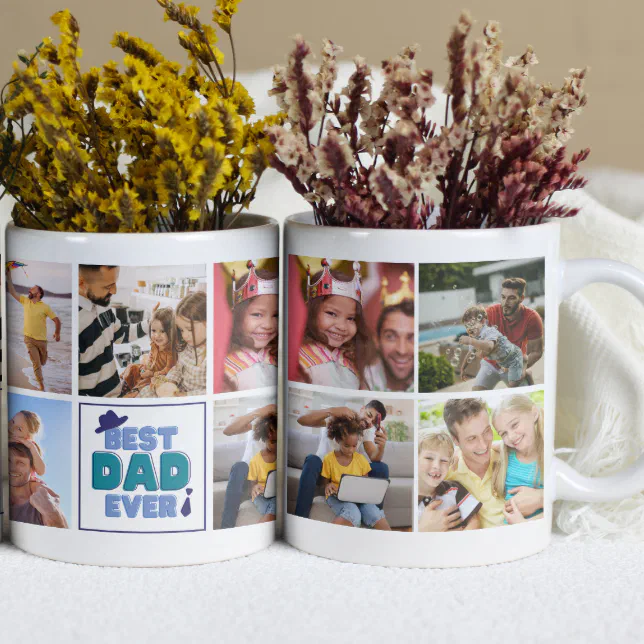 Best DAD Ever Custom Photo Collage Father's Day Coffee Mug