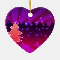 Christmas Trees Shades of Purple Ceramic Ornament