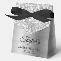 Glittery Silver Glam Sweet Sixteen Favor Boxes