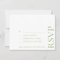 Simple Minimalist Elegant Sage Text Wedding RSVP Card