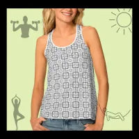 Black and White Geometric Squares Pattern  Tank Top