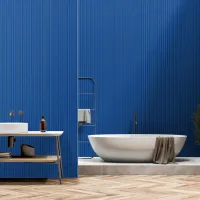 Modern Vertical Lapis Blue Striped Pattern Wallpaper