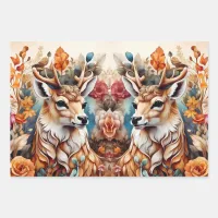 Beautiful Stag in amongst flowers Wrapping Paper Sheets