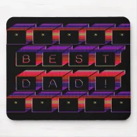 Best Dad Blocks Text Red & Purple Mouse Pad