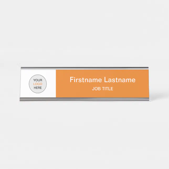 Orange Your Logo Modern Desk Name Plate