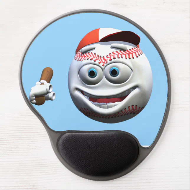 Funny Cartoon Baseball with Bat Gel Mouse Pad