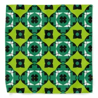 Stylish Lime Green Black & White Geometric Pattern Bandana