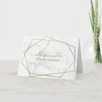 Gold Geometric White Marble Business Thank You Card