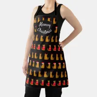 Meowy Christmas Funny Festive Ginger Cat Pattern Apron