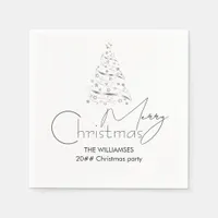 Minimalist Hygge Black and White Christmas tree Napkins