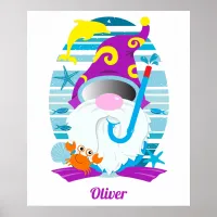 Summer Gnome With Snorkel and Goggles Poster