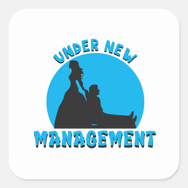 Wedding Cartoon - Under New Management Square Sticker