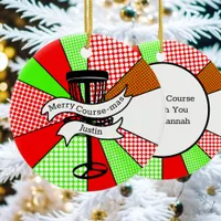 Merry Course-mas Disk Golf Pun Personalized  Ceramic Ornament