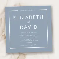 Dusty Blue Elegant Modern Minimalist Wedding Invitation