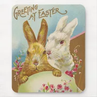 Rabbit Easter Greetings Vintage Mouse Pad