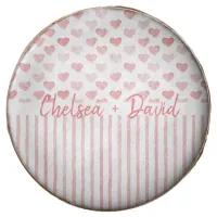 Blush Pink Watercolor Hearts and Stripes Chocolate Covered Oreo