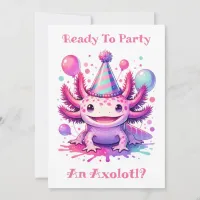 Let's Celebrate Axolotl Girl's Birthday Party Invitation