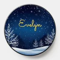 Winter Dark Blue Night Sky Stars Snow Christmas PopSocket