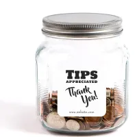 Tips Appreciated Cash Gratuities Jar Website Link Square Sticker