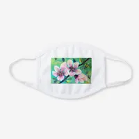 Gorgeous Japanese Sakura Cherry Tree Monogram White Cotton Face Mask