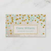 glitter gold mint confetti modern Business Cards