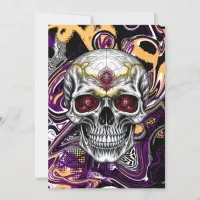 Black and Purple Sugar Skull Halloween Invitation