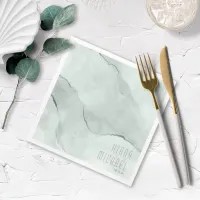 Dreamy Watercolor Abstract Wedding Green/Bl ID817 Napkins