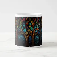 Colorful Mosaic Stained Glass Tree effect design Giant Coffee Mug