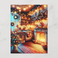 Cozy Kitchen Vintage Christmas  Postcard