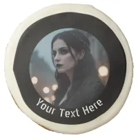 Goth Emo Moody Dark Gothic Black Custom Photo Text Sugar Cookie