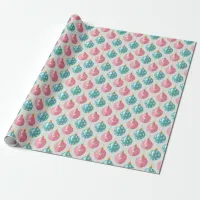 Pink & Turquoise Christmas Ornaments Wrapping Paper