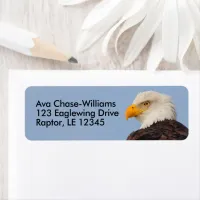 Beautiful Bald Eagle Bird of Prey in Tree Label
