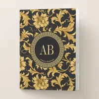 Monogram Black Gold Classy Elegant Luxury Style Pocket Folder