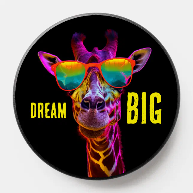 Dream Big | Giraffe With Sunglasses Mobile Phone PopSocket