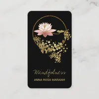 *~* Yoga Lotus Water Lily Mindfulness Glitter Business Card