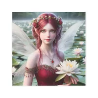 Beautiful July Fairy in Water Lilies Metal Print