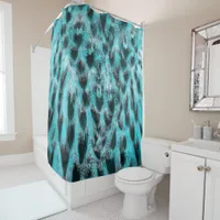 Chic animal print in blue - feather design shower curtain