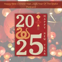 2025 Chinese New Year Of The Snake Red Postcard