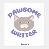 Pawsome Writer Fun Kitty Character Design Sticker