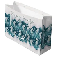 Coastal Christmas Seahorse & Snowflakes #13 ID1009 Large Gift Bag