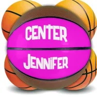 Monogrammed Name & Position in Pink/White | Basketball