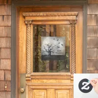 Spooky Halloween Tree with Raven and Bats Window Cling