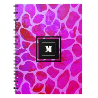 Purple and Pink Leopard Print Monogram  Notebook