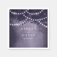 Purple Rustic Tree String Lights Wedding  Napkins