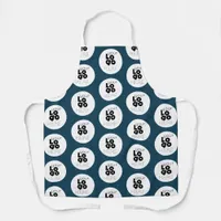 Custom Company Black Logo Pattern on Blue Staff Apron