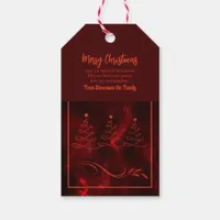 Merry Christmas Trees Burgundy Gift Tag