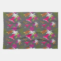 Beautiful Tropical Leaves and Hummingbirds Pattern Kitchen Towel