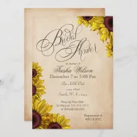 Rustic Sunflowers Bridal Shower Invitations