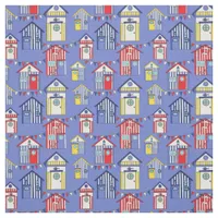 Striped Beach Hut Pattern in Red Blue and Yellow Fabric